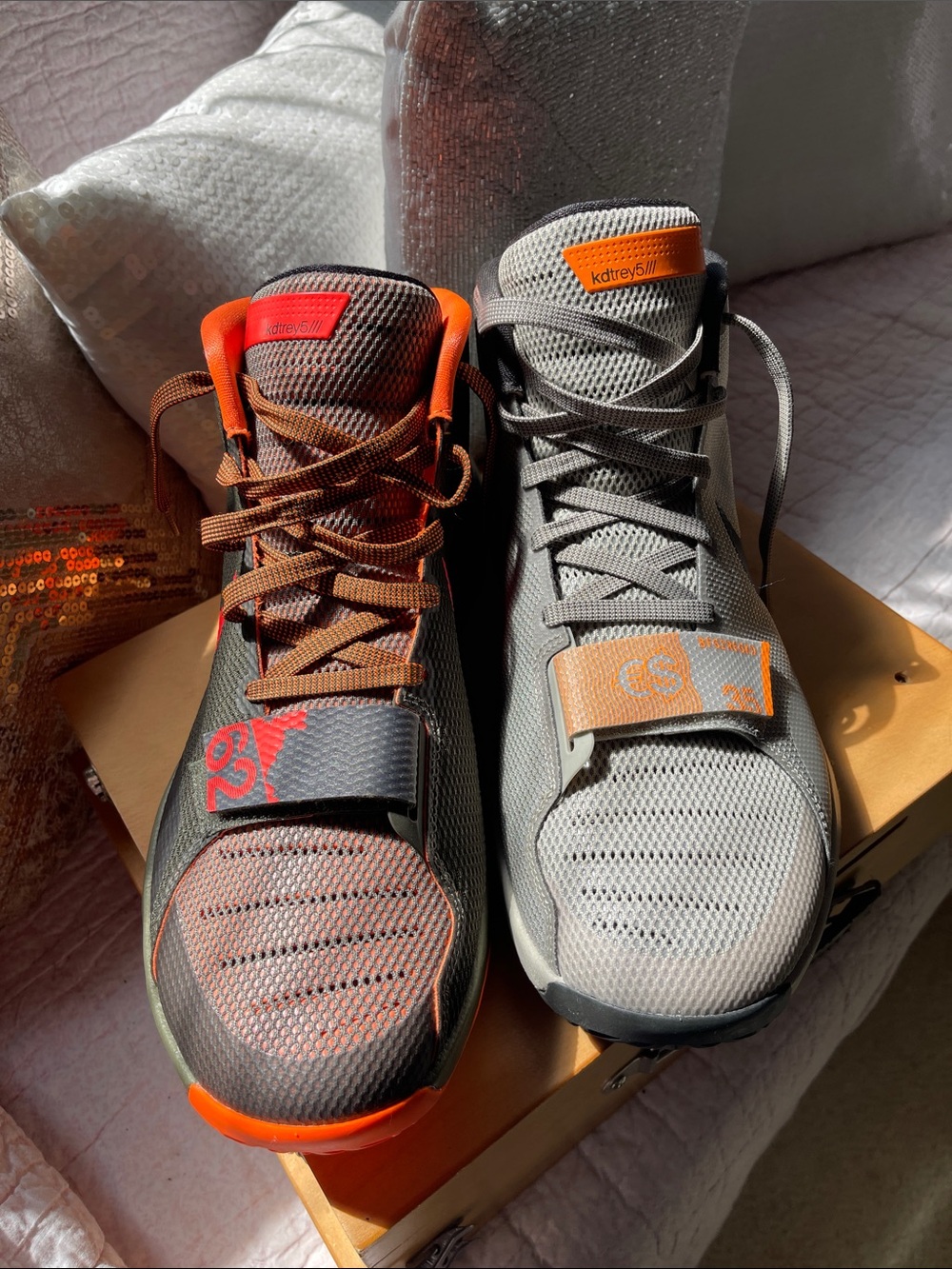 NIKE kdtrey5///  Black/Green&Gray and Orange Athletic Sneakers with Velcro Strap